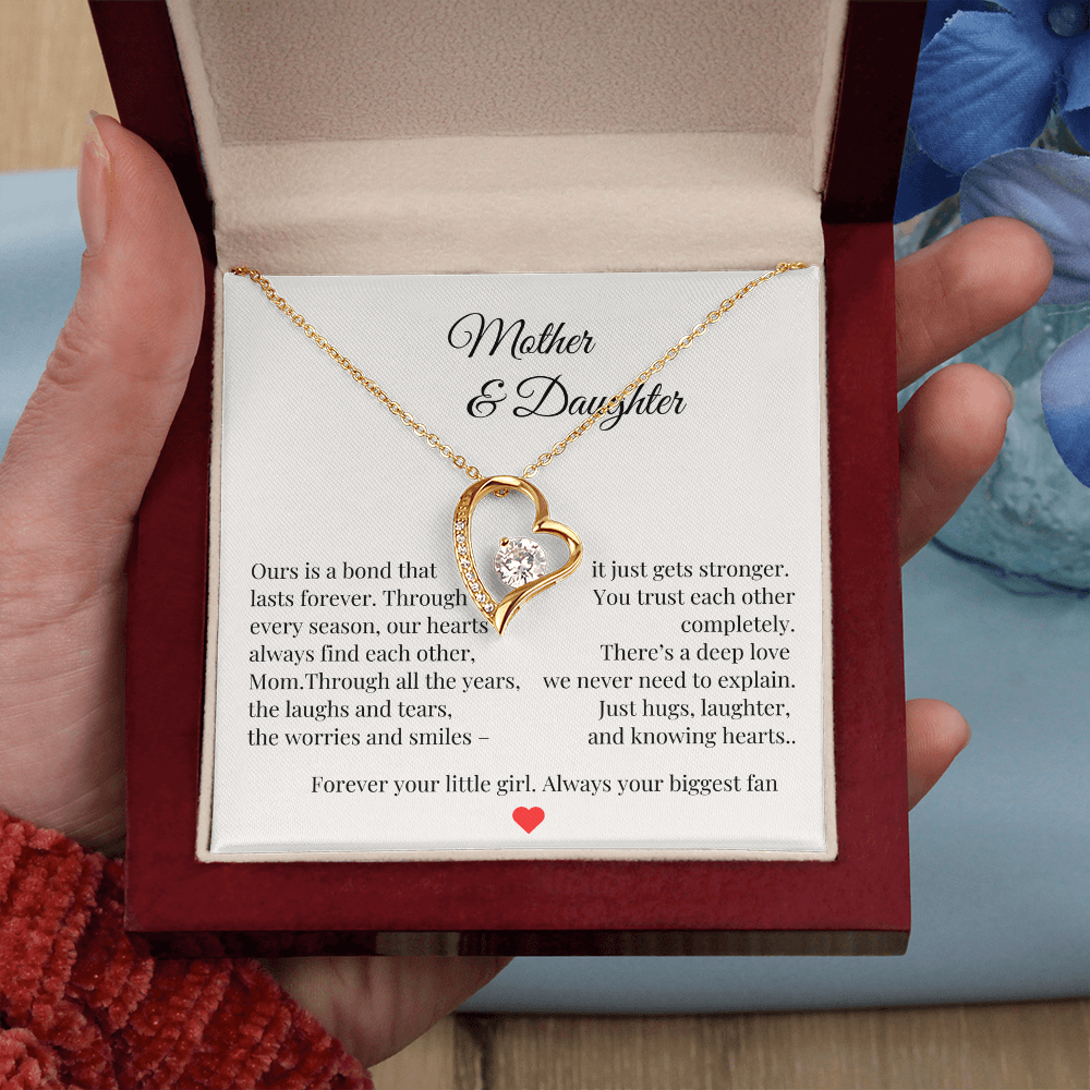 To Mom from Daughter Necklace โ Heartfelt Mother & Daughter Gift โ Birthday or Christmas Jewelry with Message Card โ Forever Your Little Girl