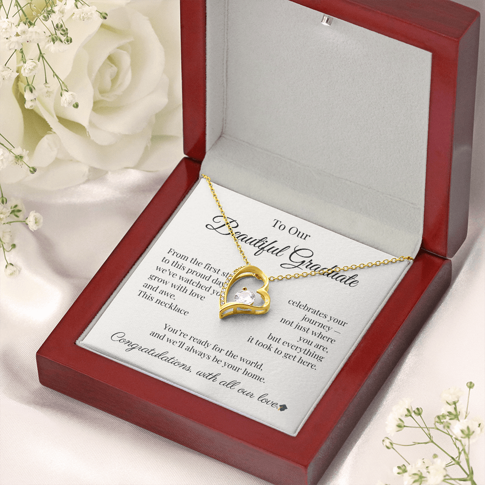Graduation Necklace Gift for Her – CZ Heart with Card | Sentimental Graduation Jewelry from Mom, Dad or Family
