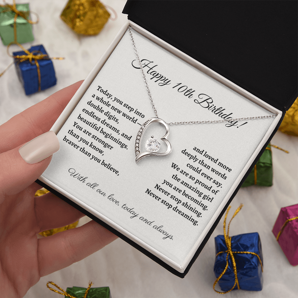 Happy 10th Birthday Necklace – Double Digits Celebration Gift for Daughter, Granddaughter, Niece – Meaningful Jewelry for Tween Girl's Milestone