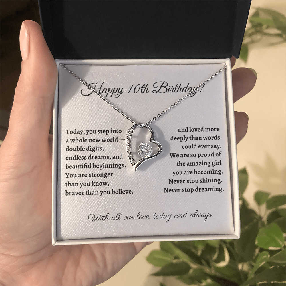 Happy 10th Birthday Necklace – Double Digits Celebration Gift for Daughter, Granddaughter, Niece – Meaningful Jewelry for Tween Girl's Milestone