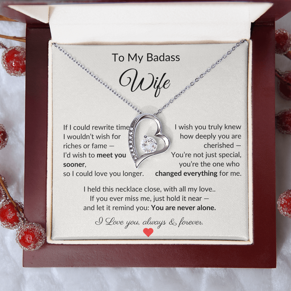 To My Badass Wife – Heartfelt Necklace Gift with Love Note