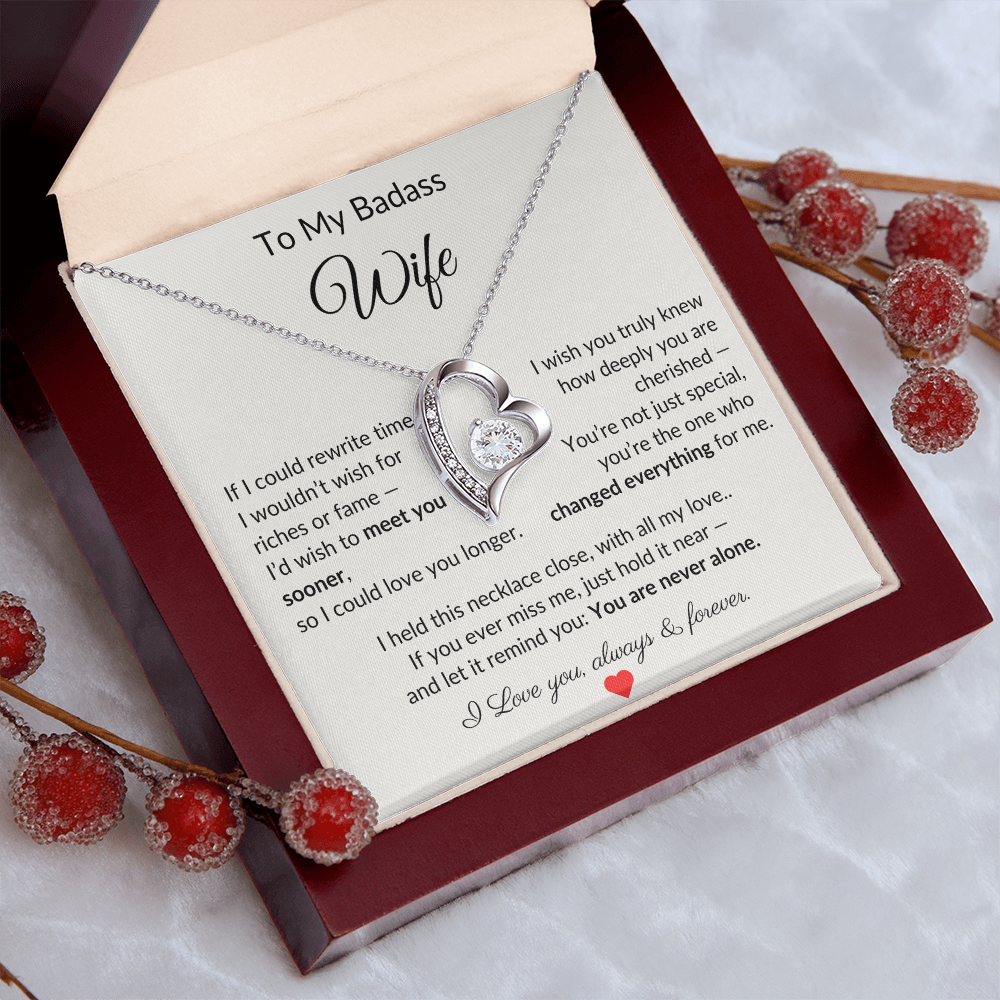 To My Badass Wife – Heartfelt Necklace Gift with Love Note