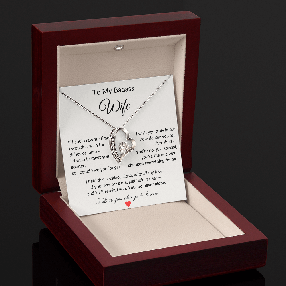 To My Badass Wife – Heartfelt Necklace Gift with Love Note