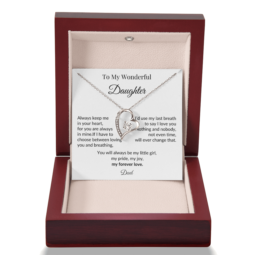 To My Wonderful Daughter - “My Forever Love” Heart Pendant Gift from Dad