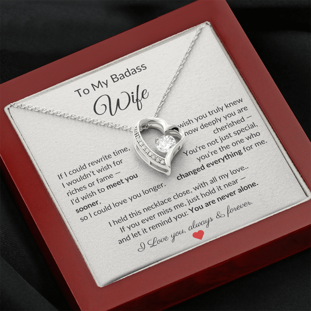 To My Badass Wife – Heartfelt Necklace Gift with Love Note
