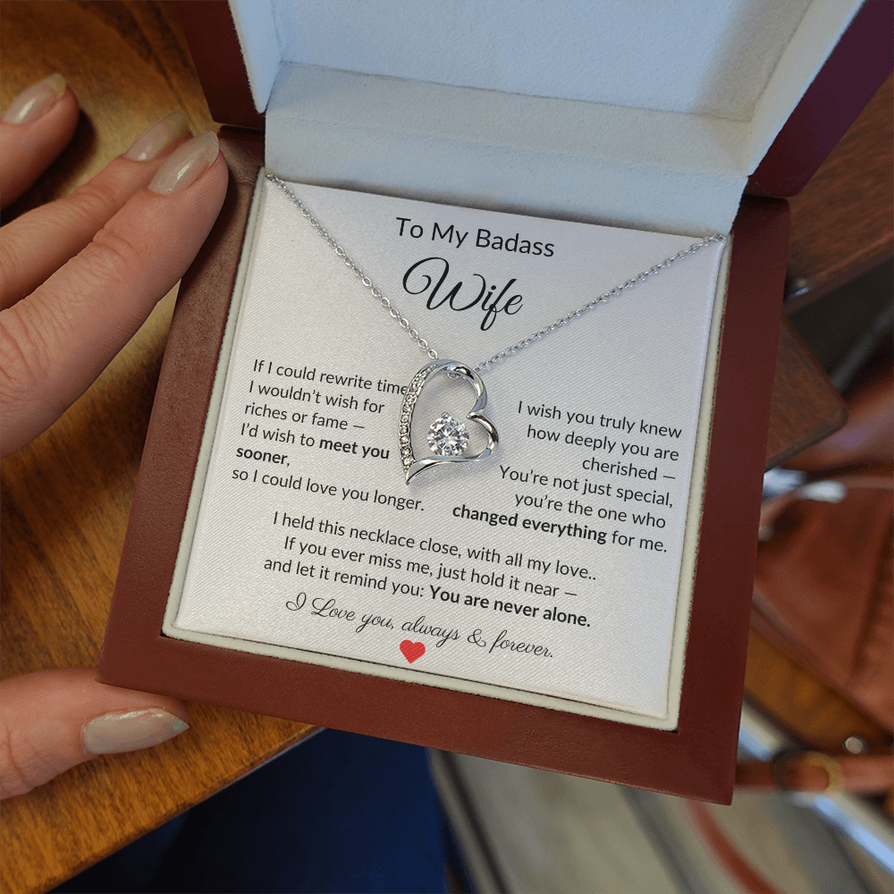To My Badass Wife – Heartfelt Necklace Gift with Love Note
