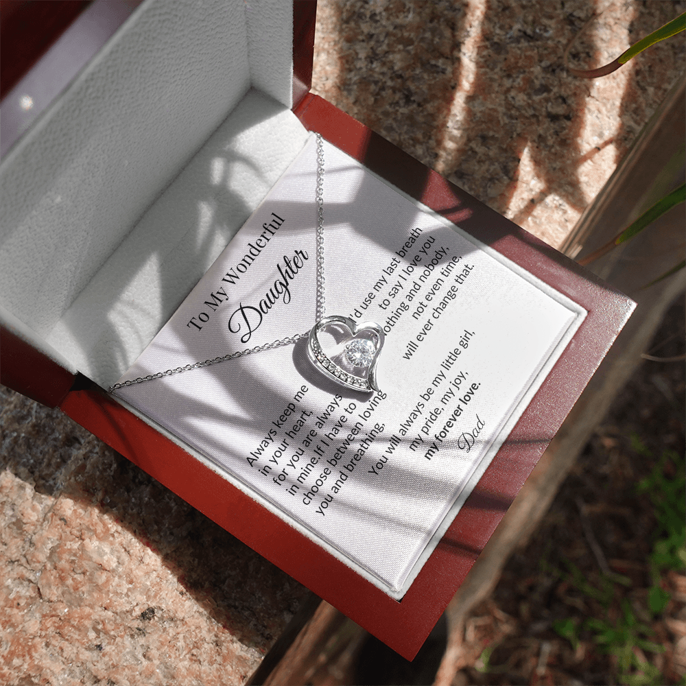 To My Wonderful Daughter - “My Forever Love” Heart Pendant Gift from Dad