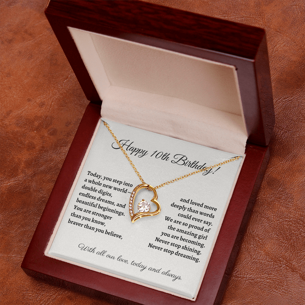 Happy 10th Birthday Necklace – Double Digits Celebration Gift for Daughter, Granddaughter, Niece – Meaningful Jewelry for Tween Girl's Milestone