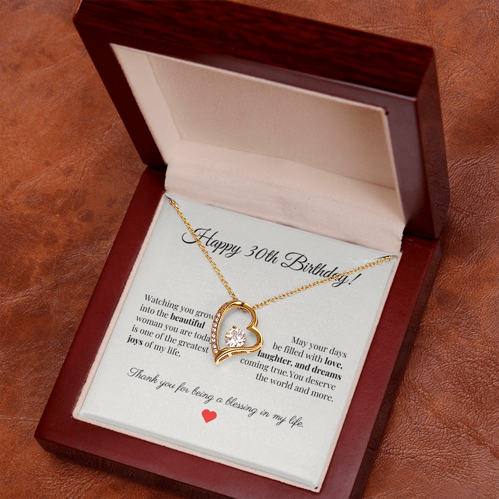 30th Birthday Heart Necklace – Celebrate Her Beauty, Dreams, and Courage – Meaningful Gift for Women Turning 30