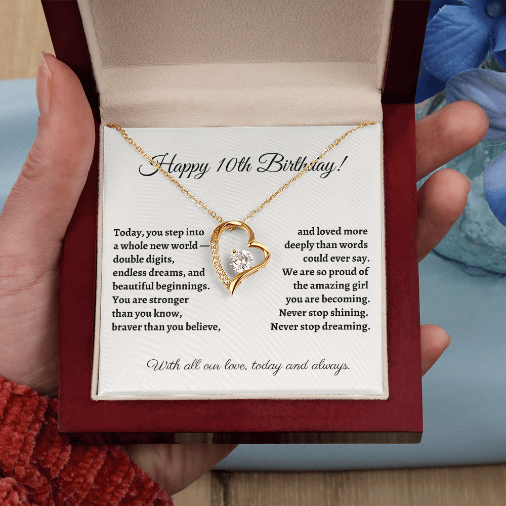 Happy 10th Birthday Necklace – Double Digits Celebration Gift for Daughter, Granddaughter, Niece – Meaningful Jewelry for Tween Girl's Milestone