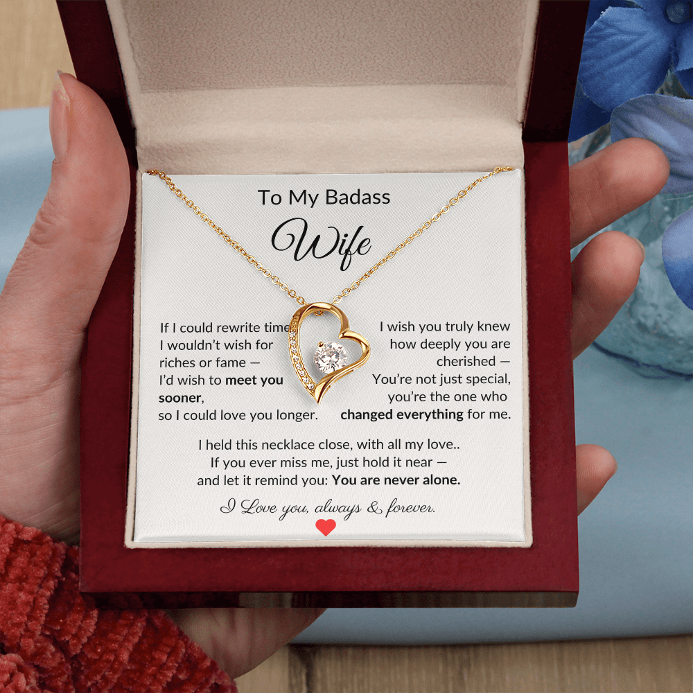 To My Badass Wife – Heartfelt Necklace Gift with Love Note