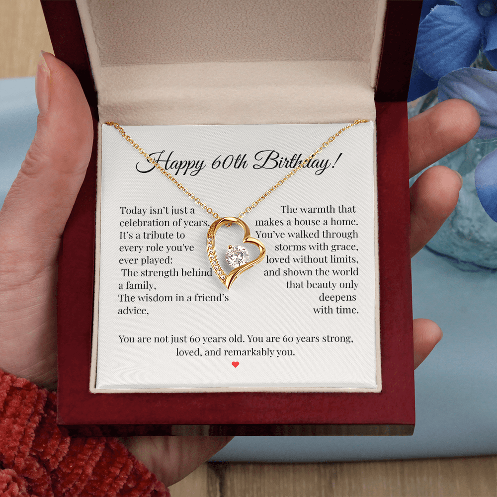 60th Birthday Necklace for Women – Elegant Gift with Heartfelt Message Card