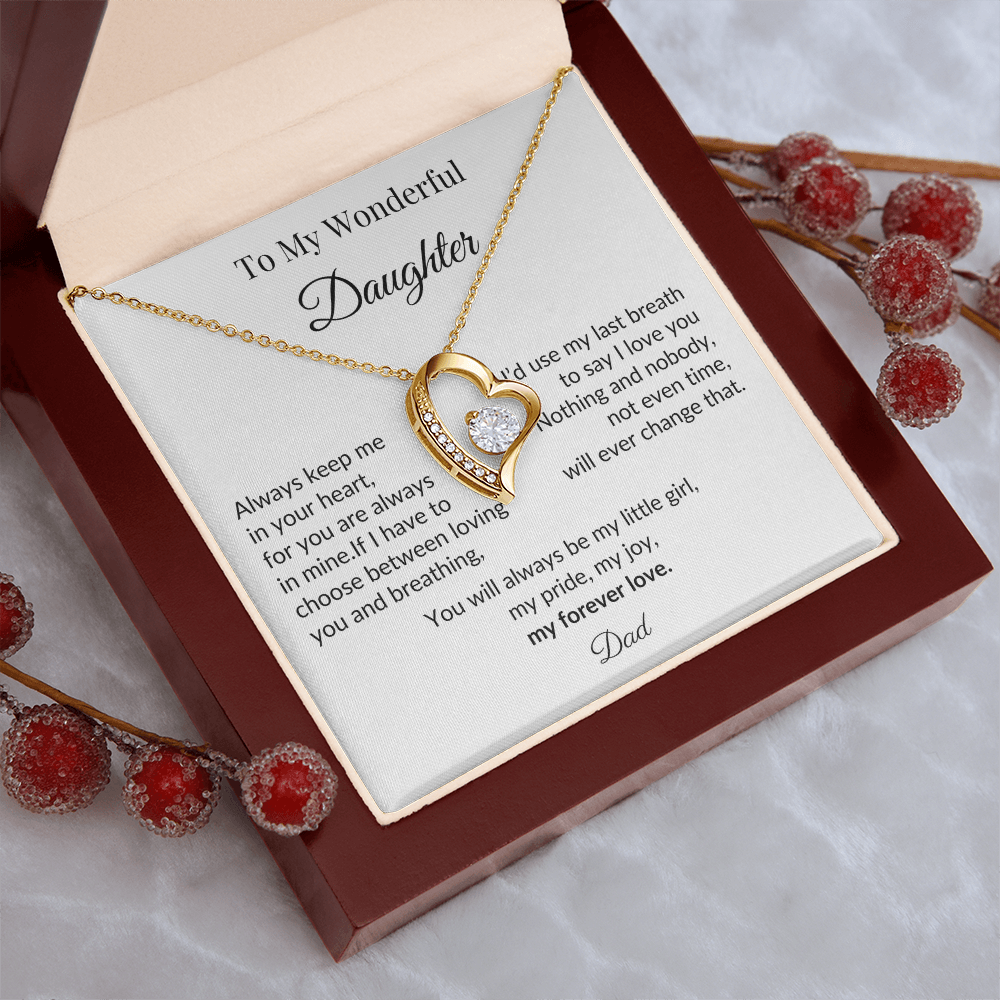 To My Wonderful Daughter - “My Forever Love” Heart Pendant Gift from Dad