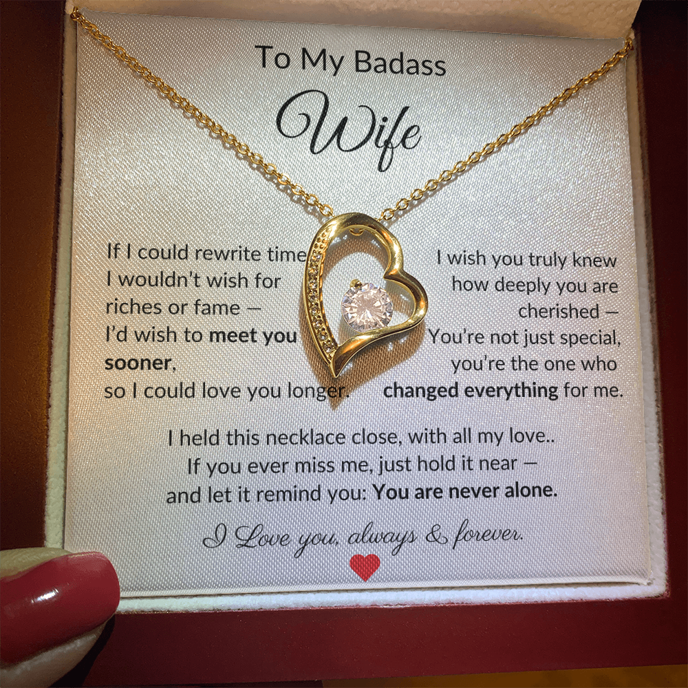 To My Badass Wife – Heartfelt Necklace Gift with Love Note