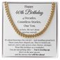 Happy 40th Birthday Gift for Him – Meaningful Cuban Chain Necklace with Message Card