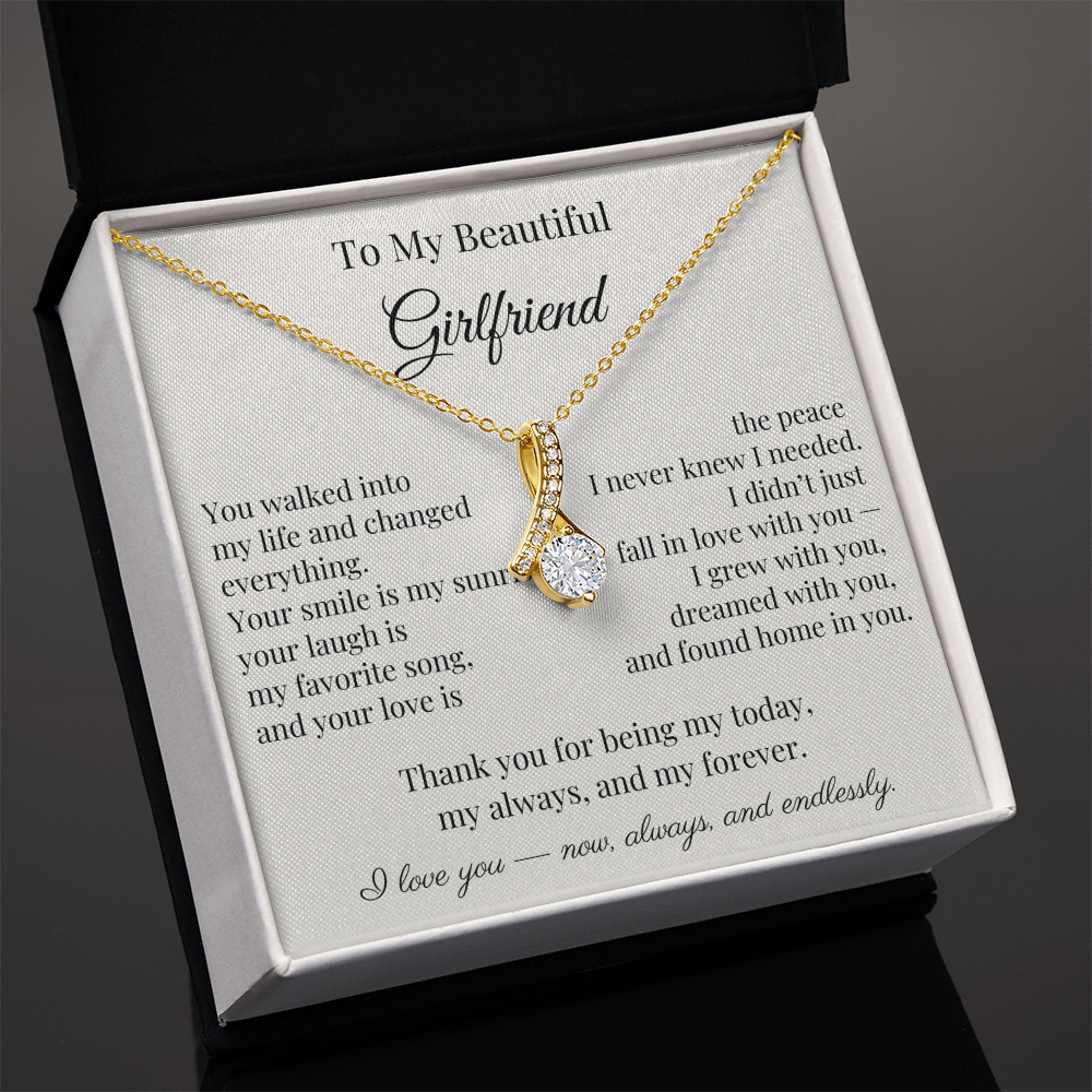 To My Beautiful Girlfriend – Heartfelt Gift Necklace with Romantic Message Card