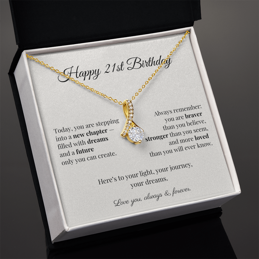 Happy 21st Birthday Necklace – Milestone Birthday Gift for Daughter, Granddaughter, Niece – Inspirational Jewelry for Young Women
