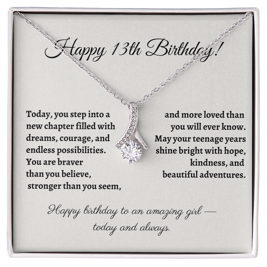 13th Birthday Necklace for Tween Girl – Meaningful Gift for New Teenager – Celebrate Her Courage, Dreams, and Growth