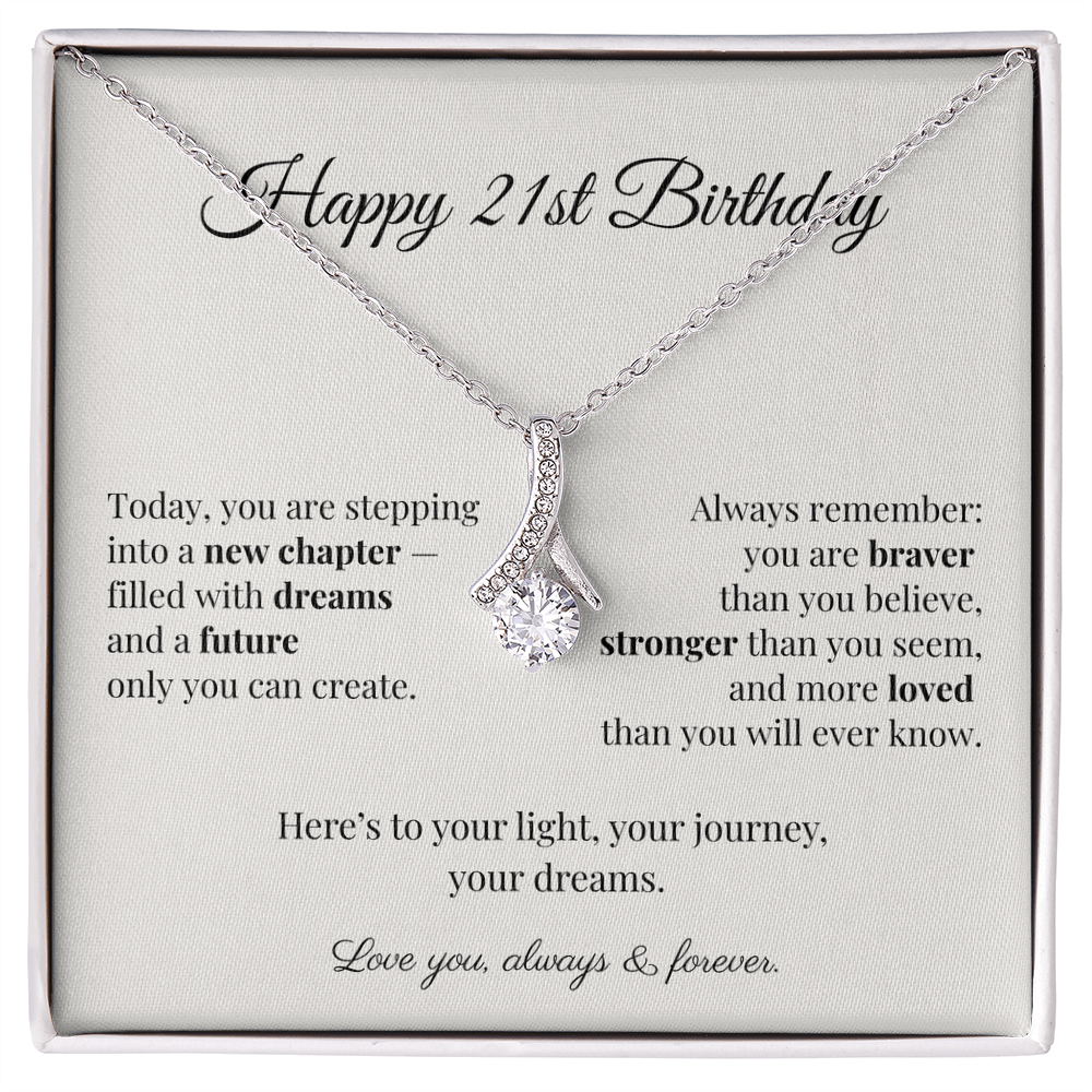 Happy 21st Birthday Necklace – Milestone Birthday Gift for Daughter, Granddaughter, Niece – Inspirational Jewelry for Young Women