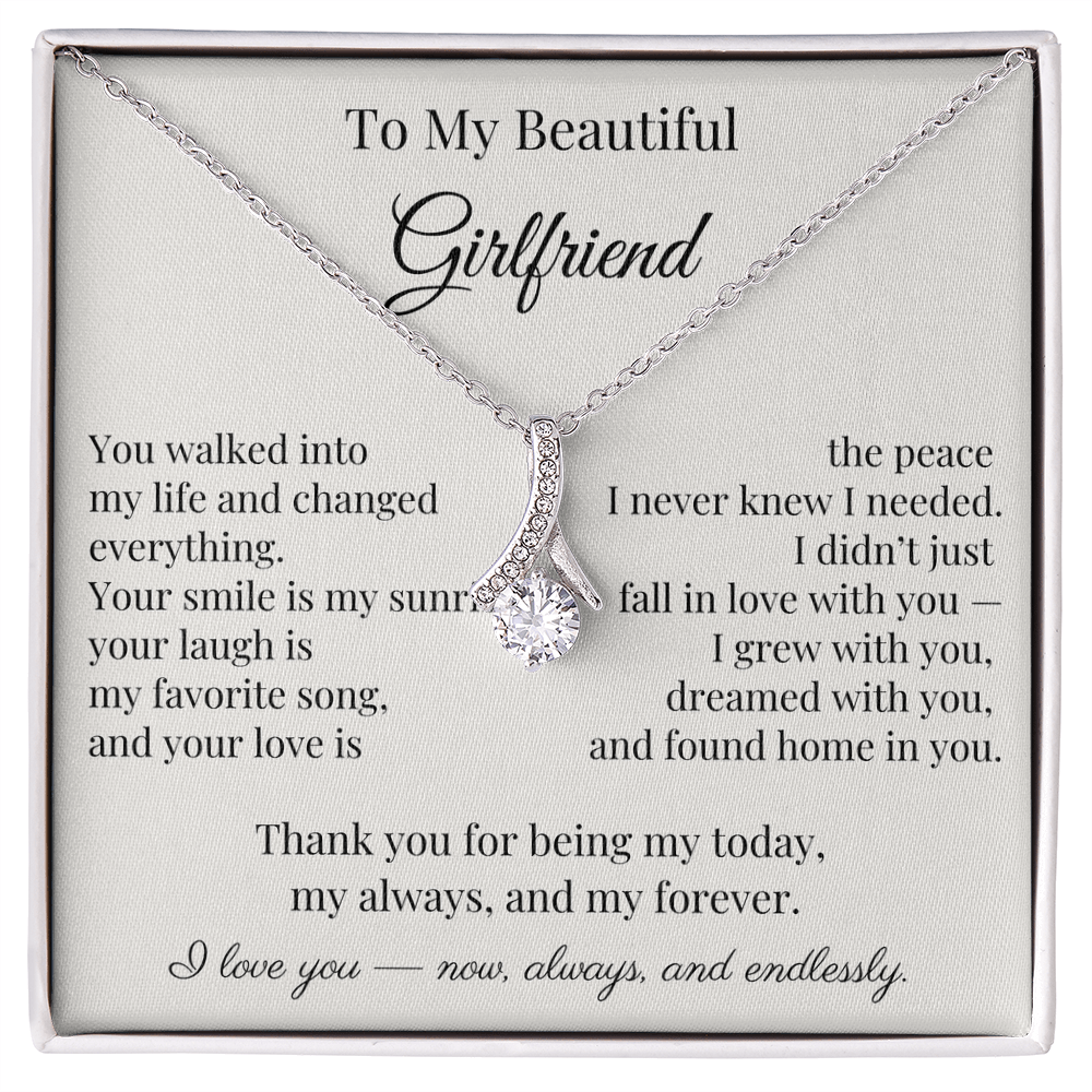 To My Beautiful Girlfriend – Heartfelt Gift Necklace with Romantic Message Card