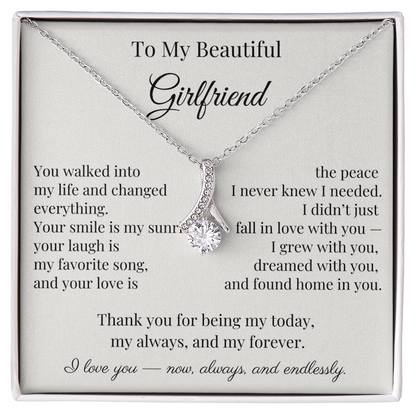 To My Beautiful Girlfriend – Heartfelt Gift Necklace with Romantic Message Card