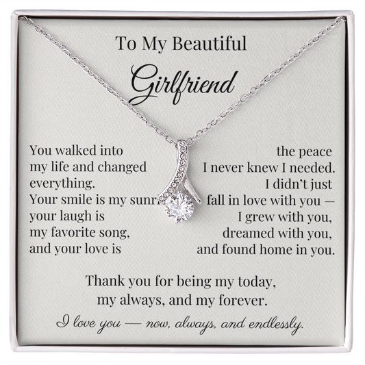 To My Beautiful Girlfriend – Heartfelt Gift Necklace with Romantic Message Card