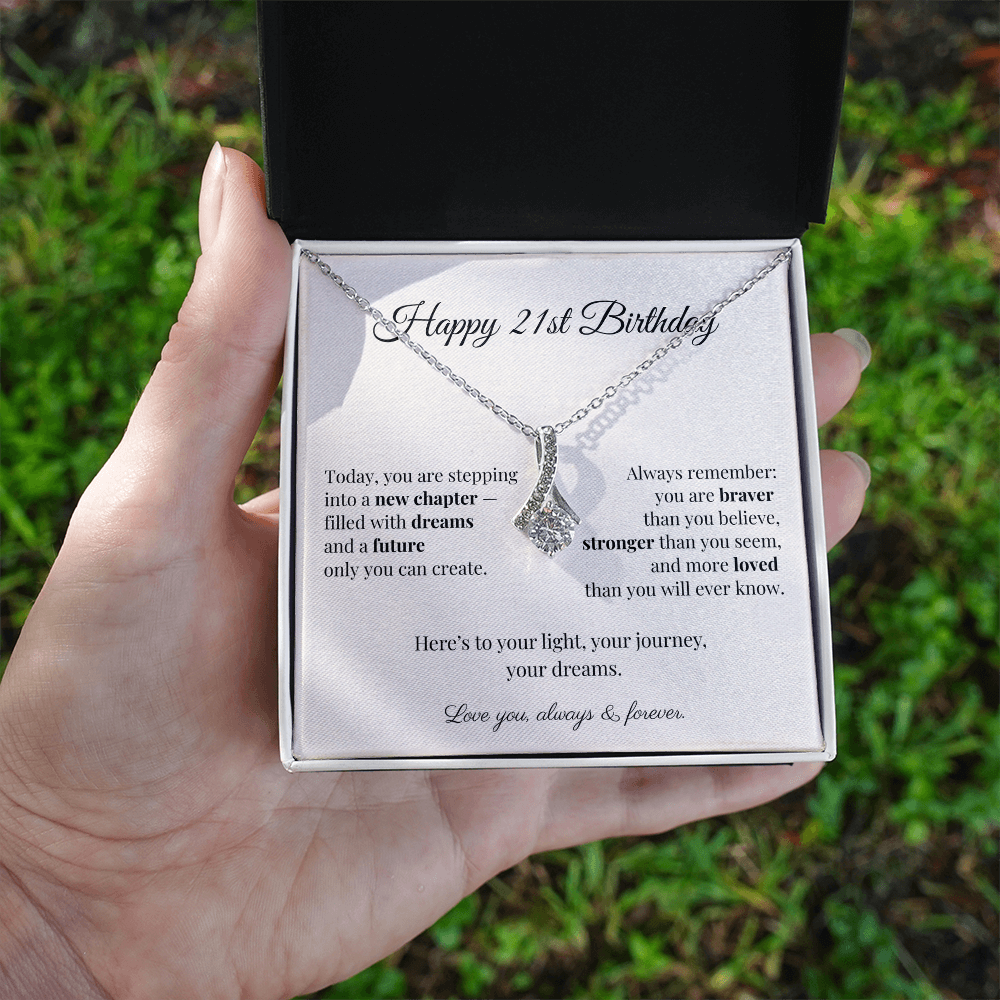 Happy 21st Birthday Necklace – Milestone Birthday Gift for Daughter, Granddaughter, Niece – Inspirational Jewelry for Young Women