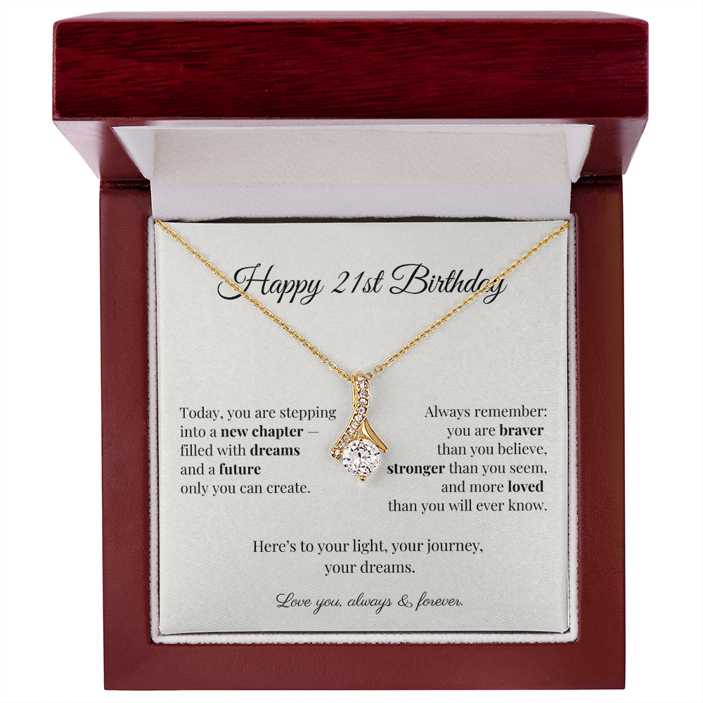 Happy 21st Birthday Necklace – Milestone Birthday Gift for Daughter, Granddaughter, Niece – Inspirational Jewelry for Young Women