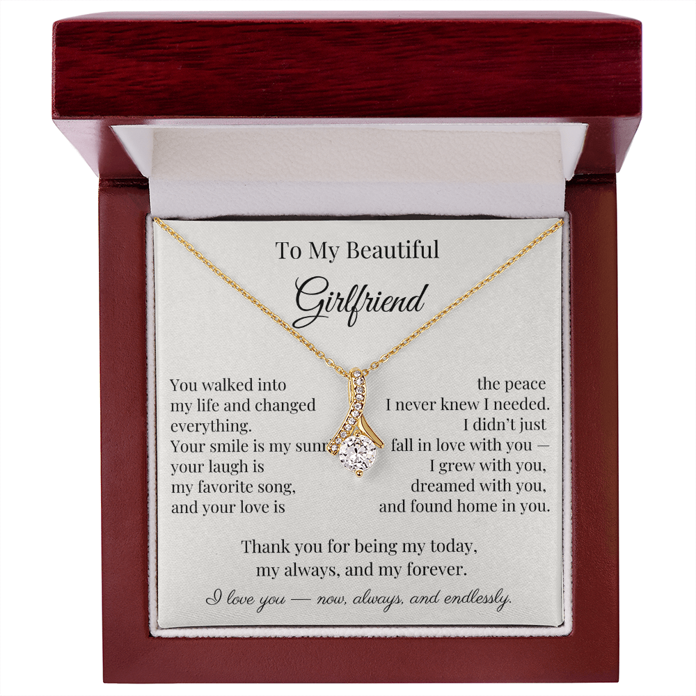 To My Beautiful Girlfriend – Heartfelt Gift Necklace with Romantic Message Card