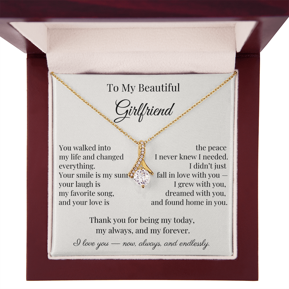 To My Beautiful Girlfriend – Heartfelt Gift Necklace with Romantic Message Card