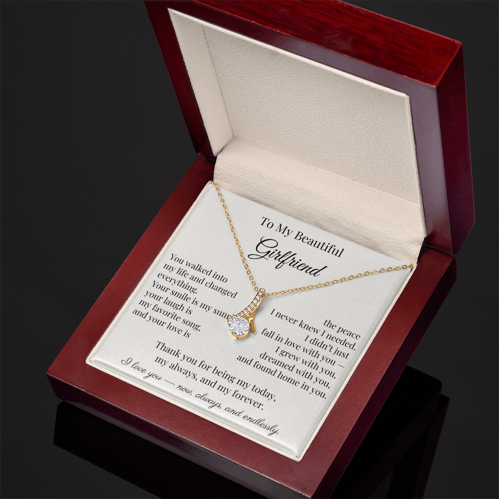 To My Beautiful Girlfriend – Heartfelt Gift Necklace with Romantic Message Card