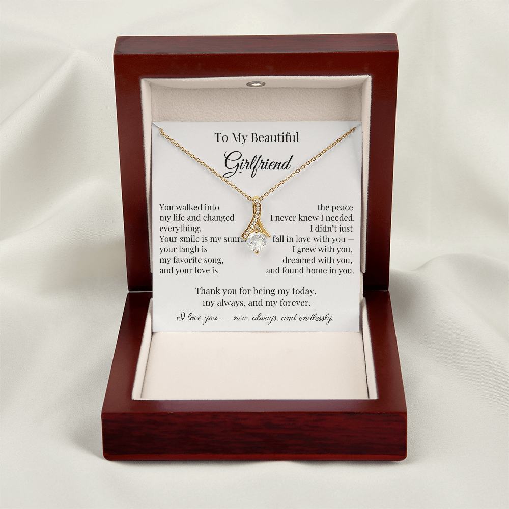 To My Beautiful Girlfriend – Heartfelt Gift Necklace with Romantic Message Card