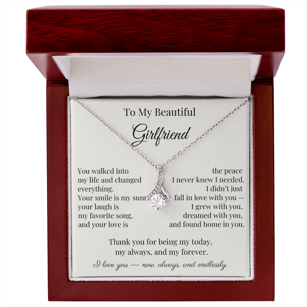 To My Beautiful Girlfriend – Heartfelt Gift Necklace with Romantic Message Card