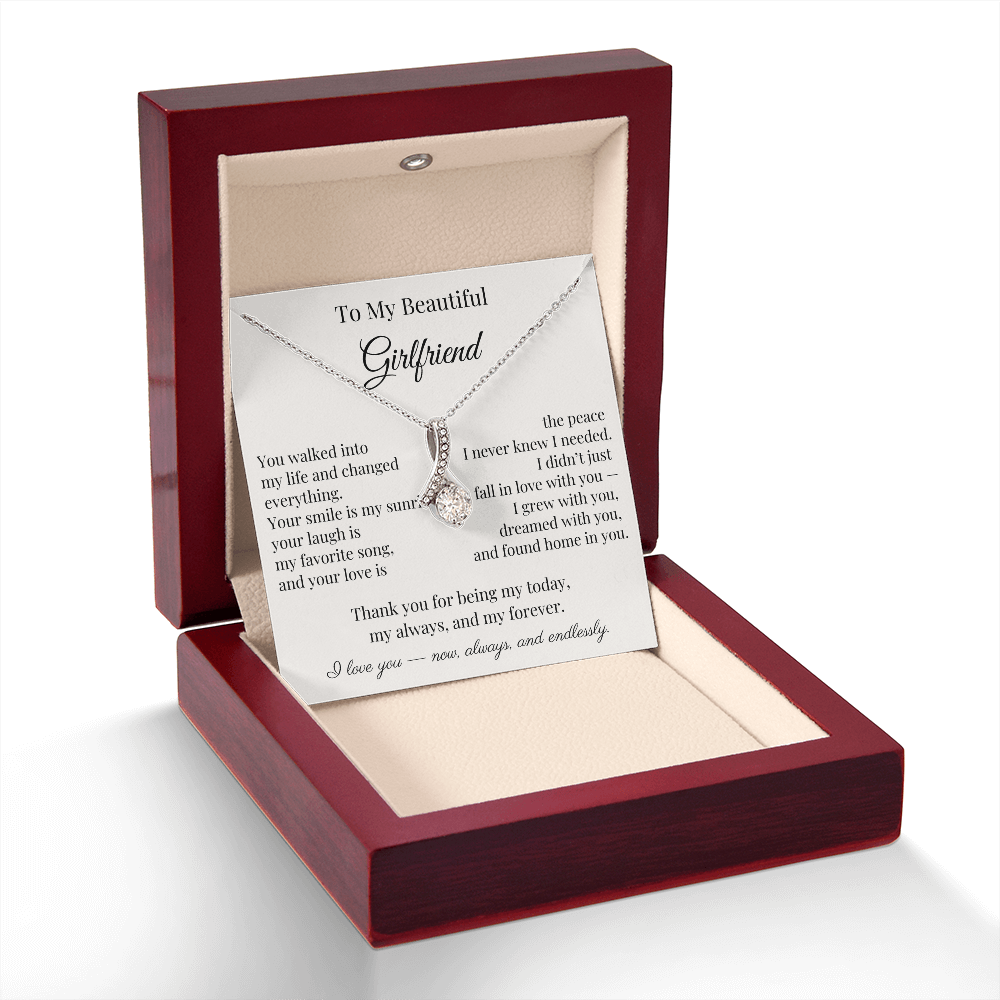 To My Beautiful Girlfriend – Heartfelt Gift Necklace with Romantic Message Card
