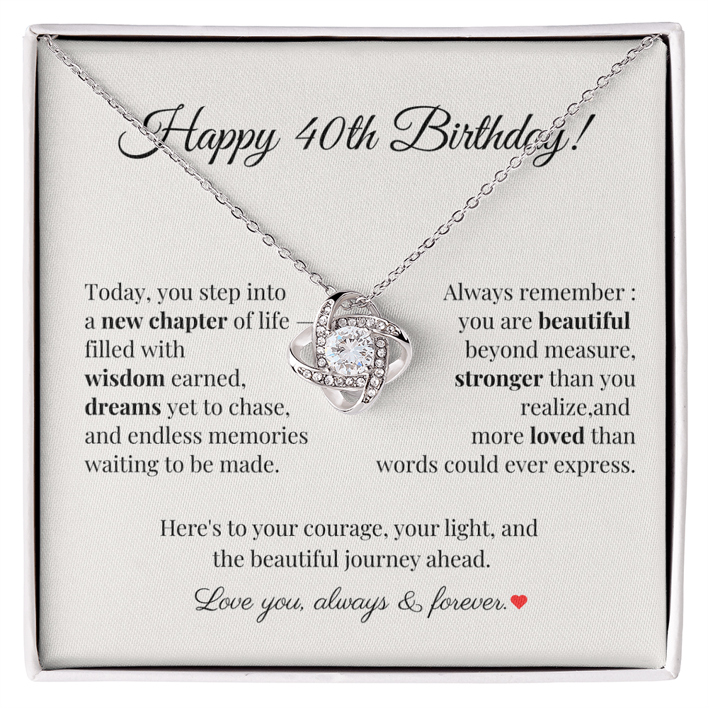 40th Birthday Necklace for Her – Celebrate Four Fabulous Decades with Love and Dreams – Meaningful Gift for Women Turning 40