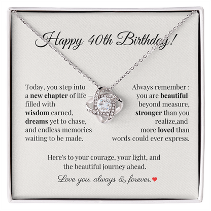 40th Birthday Necklace for Her – Celebrate Four Fabulous Decades with Love and Dreams – Meaningful Gift for Women Turning 40