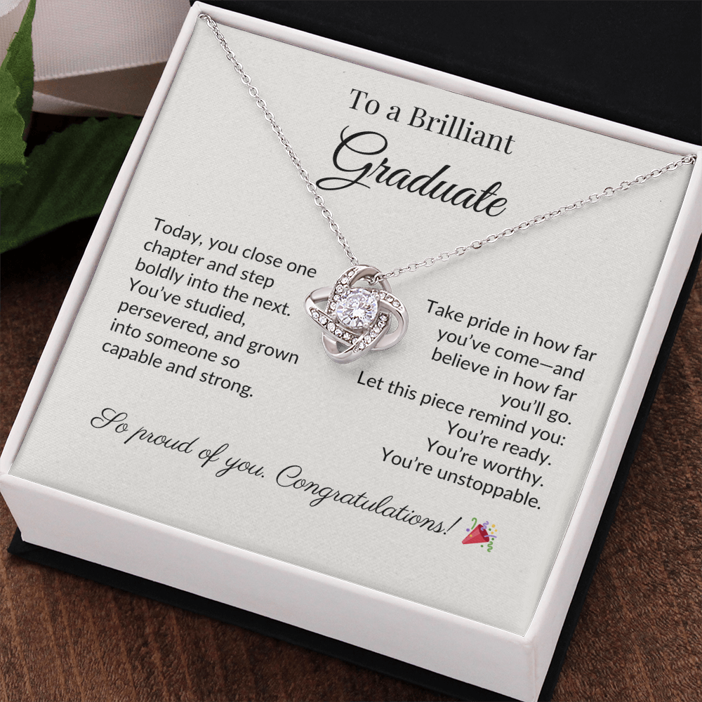 "To a Brilliant Graduate" Necklace – Graduation Gift for Her, Class of 2025 Jewelry