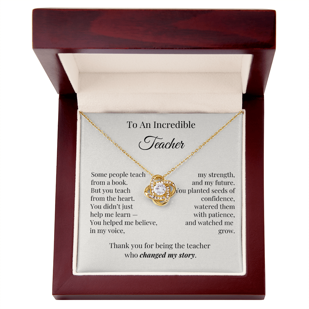 To An Incredible Teacher – Appreciation Necklace Gift for Her
