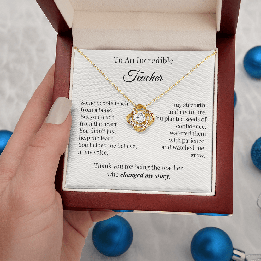 To An Incredible Teacher – Appreciation Necklace Gift for Her
