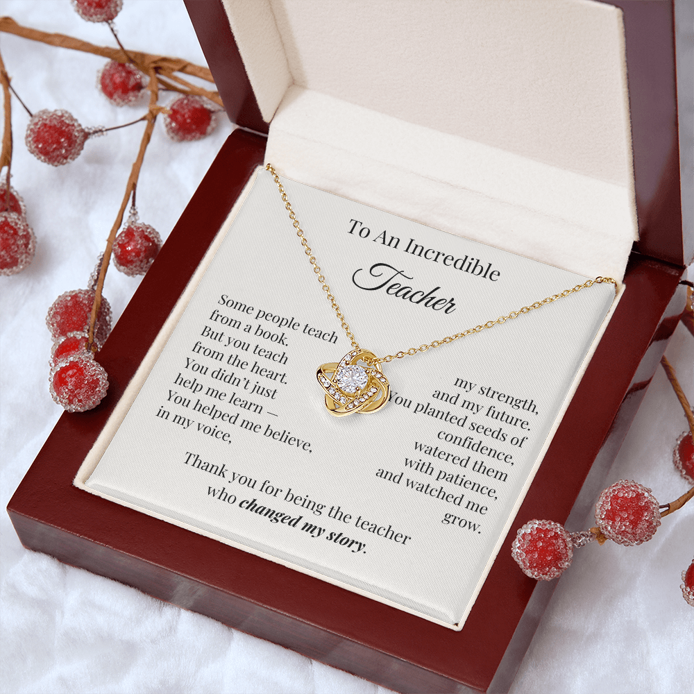 To An Incredible Teacher – Appreciation Necklace Gift for Her