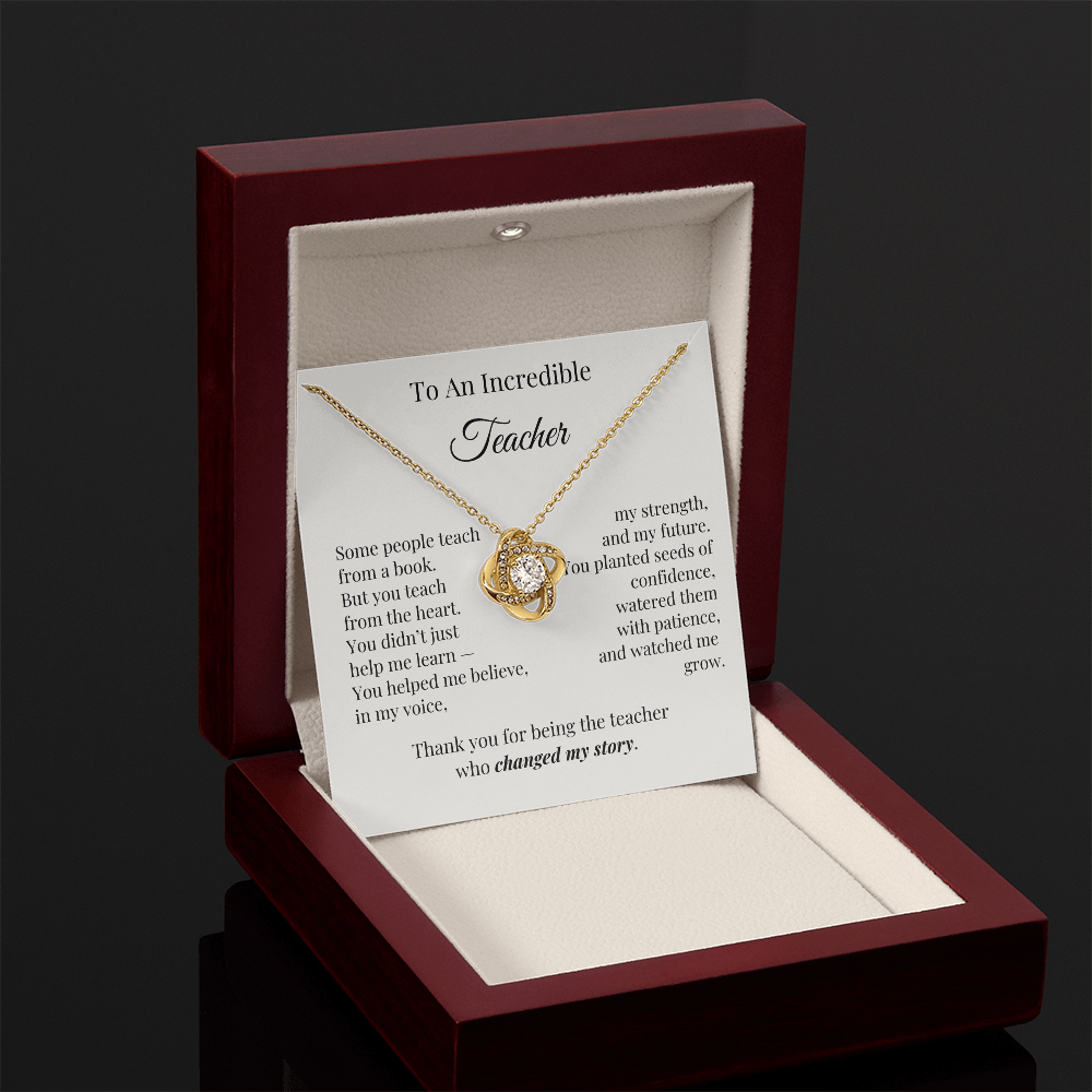 To An Incredible Teacher – Appreciation Necklace Gift for Her