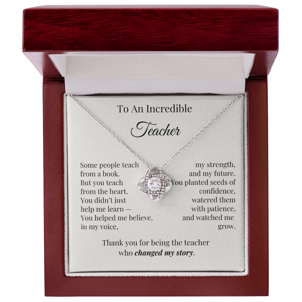 To An Incredible Teacher – Appreciation Necklace Gift for Her