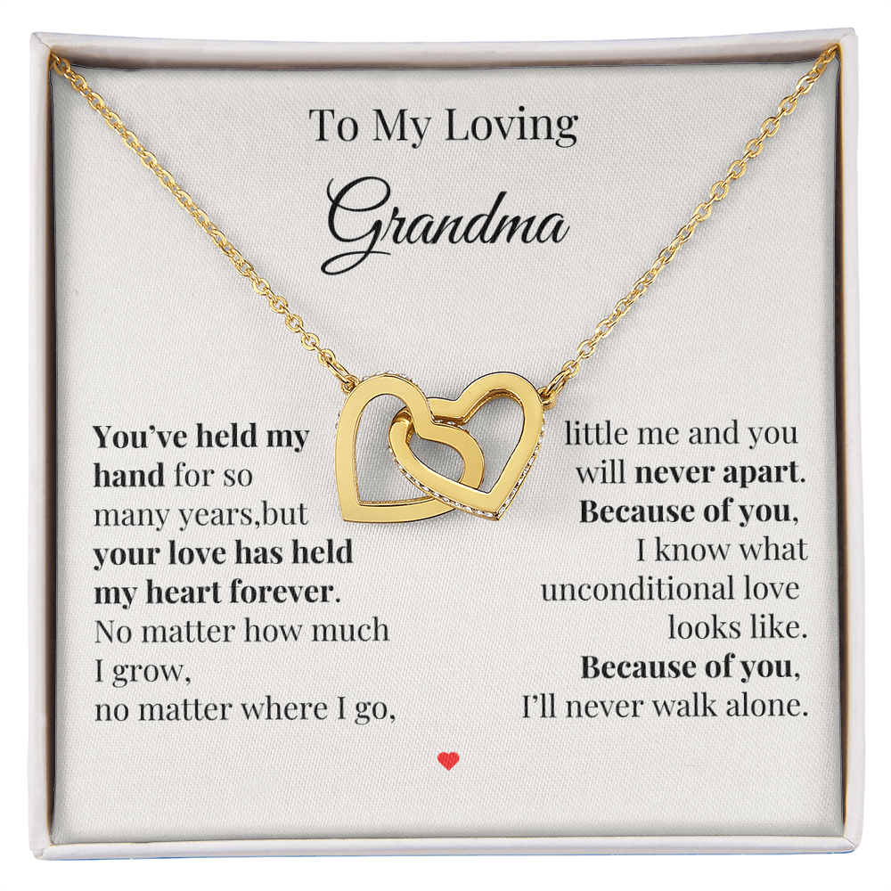 To My Loving Grandma – Two Hearts Necklace with Heartfelt Message Card