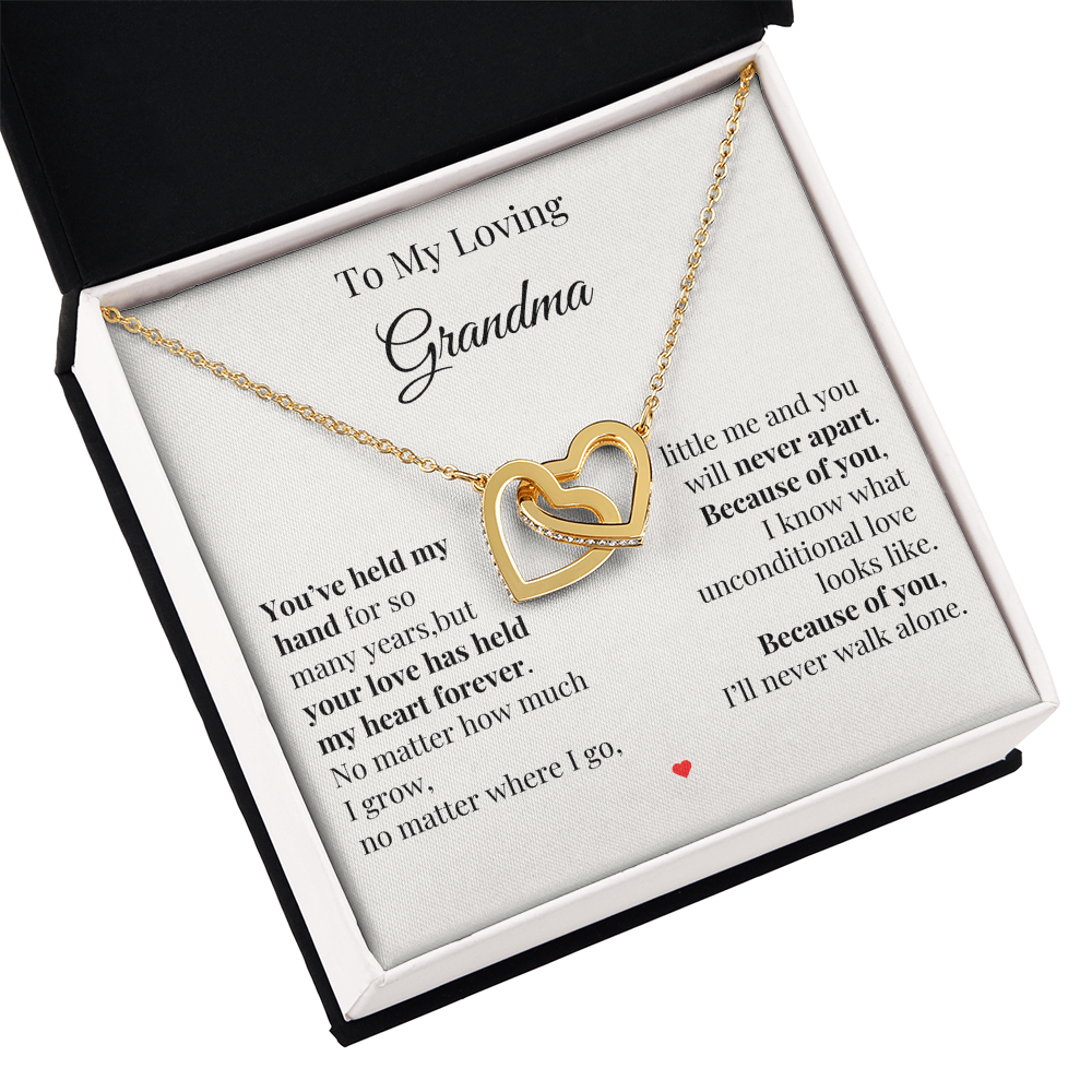To My Loving Grandma – Two Hearts Necklace with Heartfelt Message Card