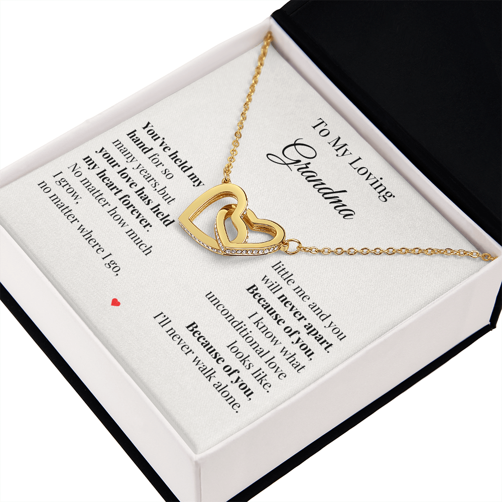 To My Loving Grandma – Two Hearts Necklace with Heartfelt Message Card