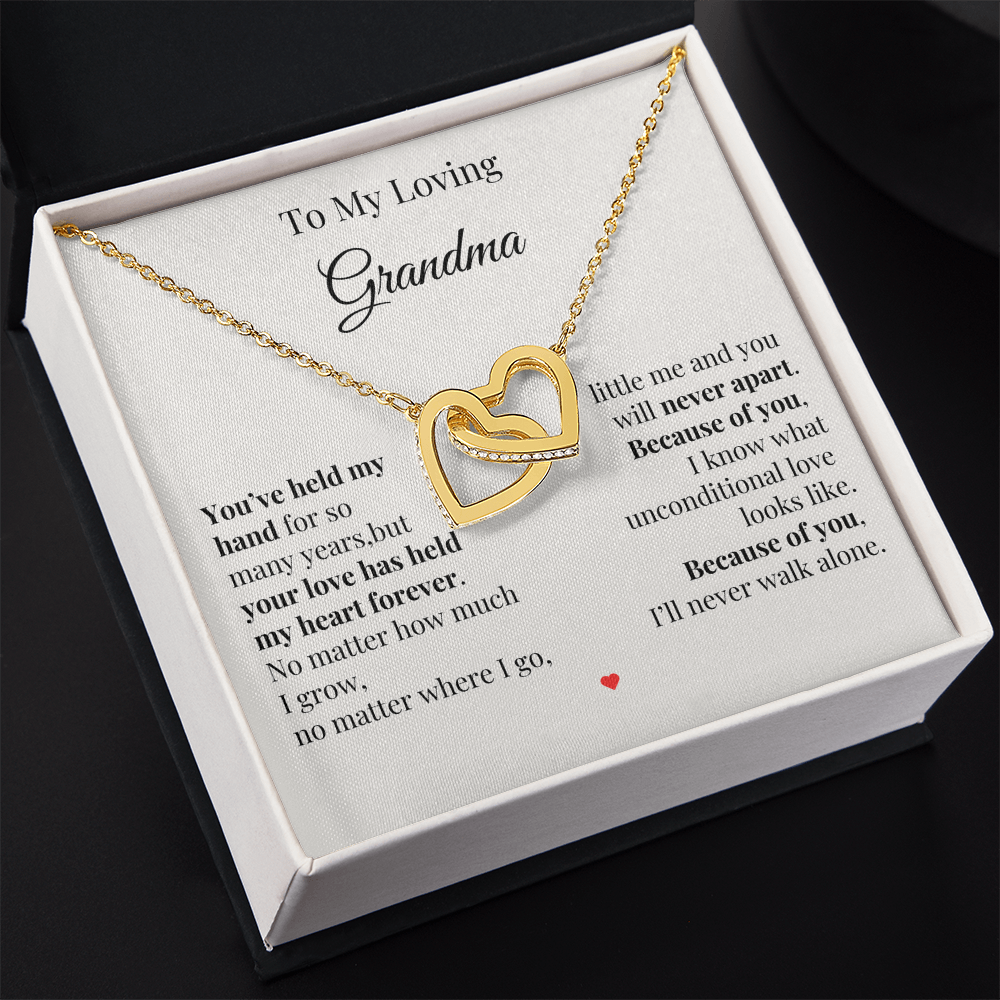To My Loving Grandma – Two Hearts Necklace with Heartfelt Message Card
