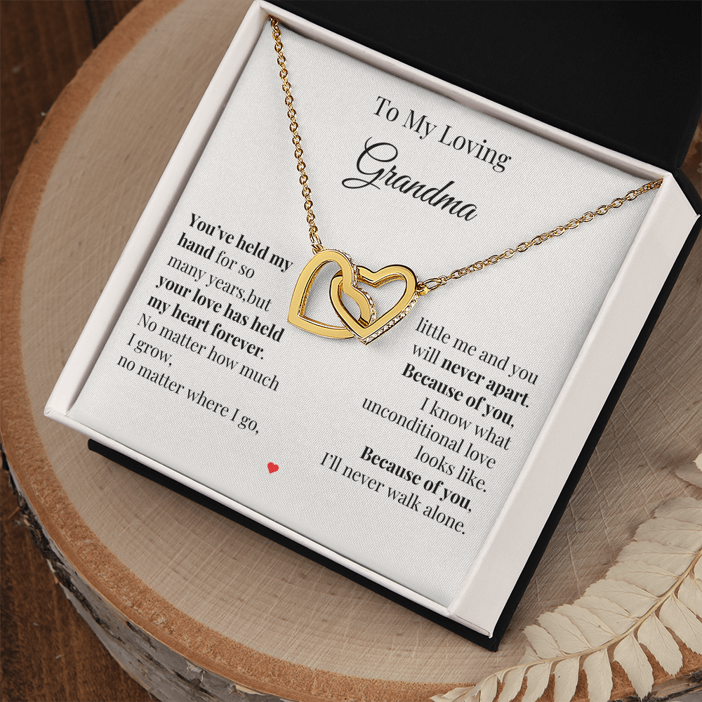 To My Loving Grandma – Two Hearts Necklace with Heartfelt Message Card