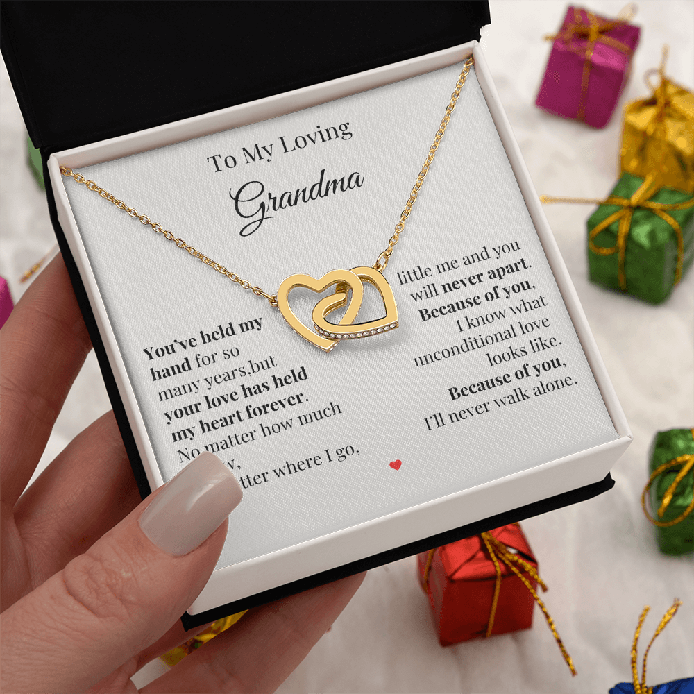 To My Loving Grandma – Two Hearts Necklace with Heartfelt Message Card