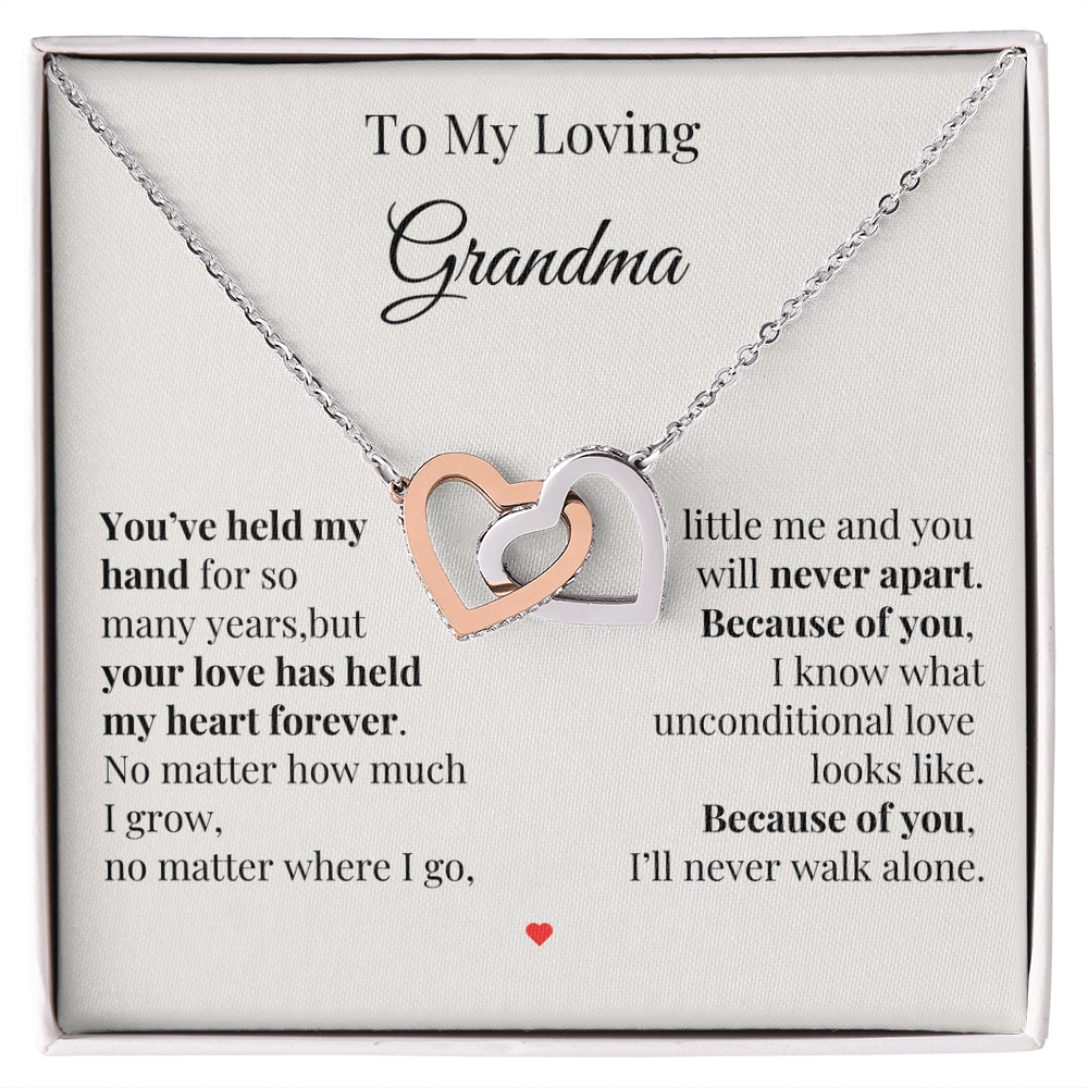 To My Loving Grandma – Two Hearts Necklace with Heartfelt Message Card