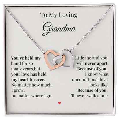 To My Loving Grandma – Two Hearts Necklace with Heartfelt Message Card